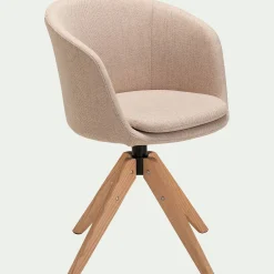 alinea Chaise De Salle À Manger*Chaise de bureau rotative en tissu et bois - Beige