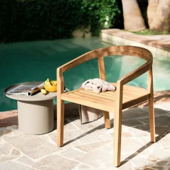 alinea Chaise De Jardin*Chaise de jardin avec accoudoirs en acacia avec coussin - Bois clair