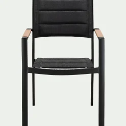 alinea Chaise De Jardin*Chaise de jardin avec accoudoirs en aluminium et textilène - Noir