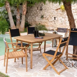 alinea Chaise De Jardin*Chaise de jardin avec accoudoirs en teck FSC et cordage - Bois clair