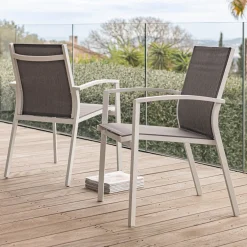 alinea Chaise De Jardin*Chaise de jardin avec accoudoirs en aluminium - gris