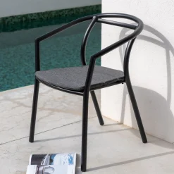 alinea Chaise De Jardin*Chaise de jardin avec accoudoirs en aluminium - noir