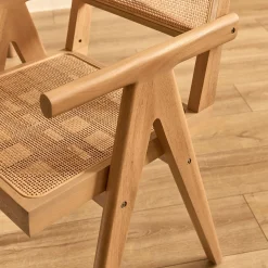 alinea Chaise De Salle À Manger*Chaise de repas avec accoudoirs en acajou et cannage - Bois clair