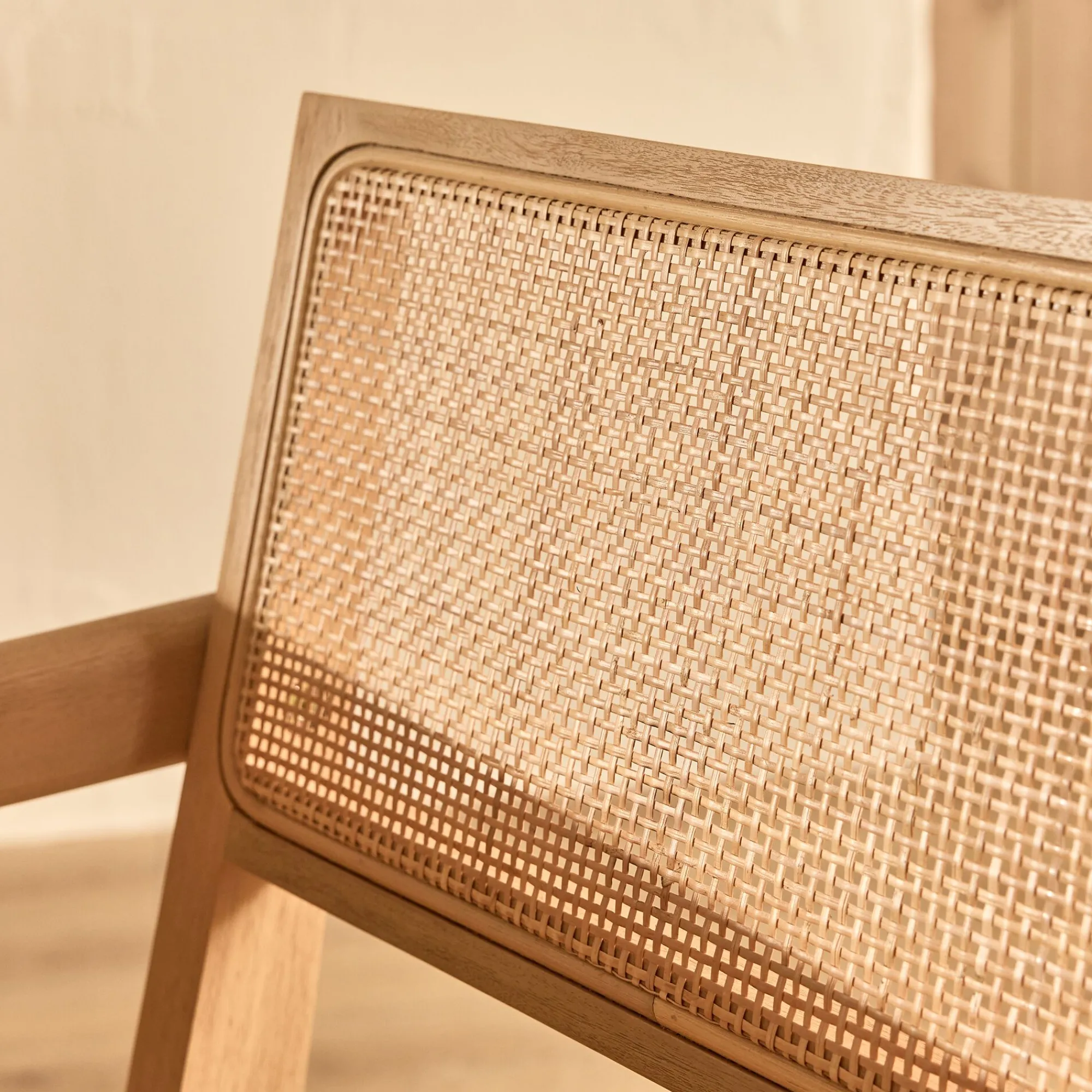 alinea Chaise De Salle À Manger*Chaise de repas avec accoudoirs en acajou et cannage - Bois clair