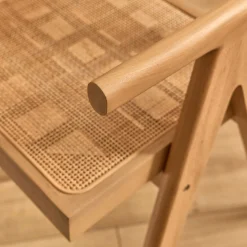 alinea Chaise De Salle À Manger*Chaise de repas avec accoudoirs en acajou et cannage - Bois clair