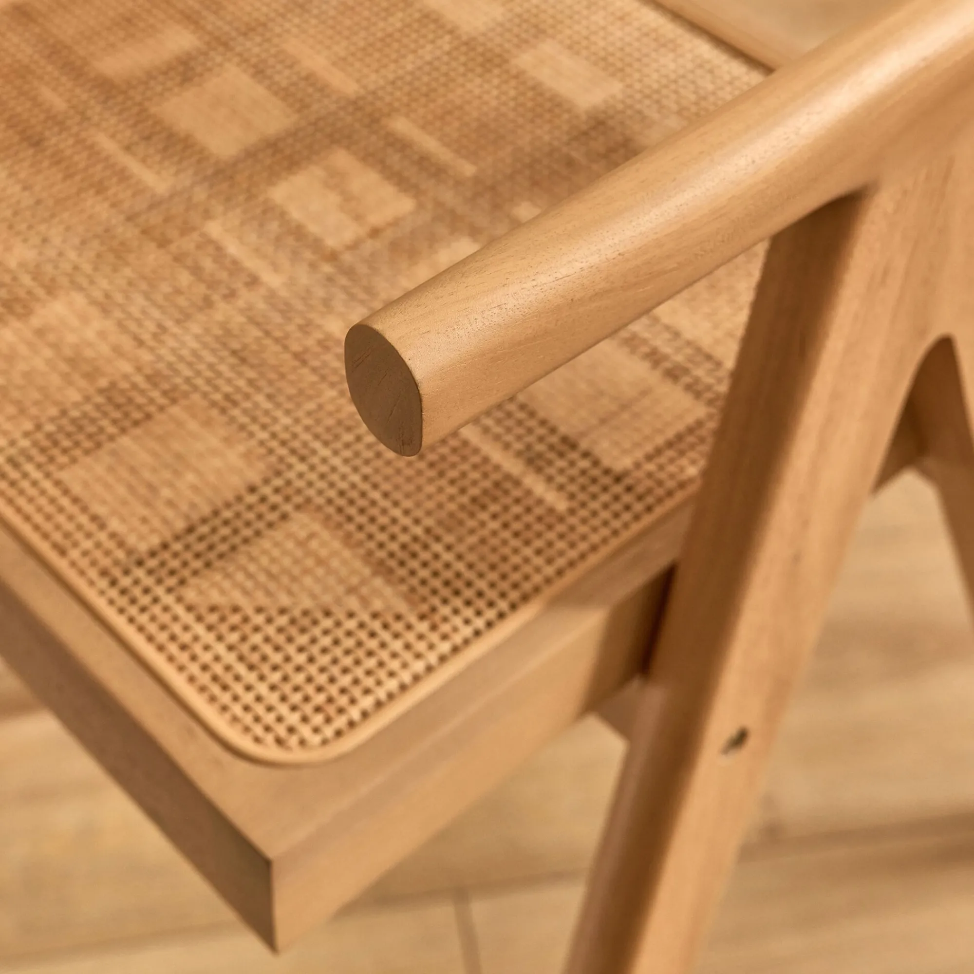 alinea Chaise De Salle À Manger*Chaise de repas avec accoudoirs en acajou et cannage - Bois clair