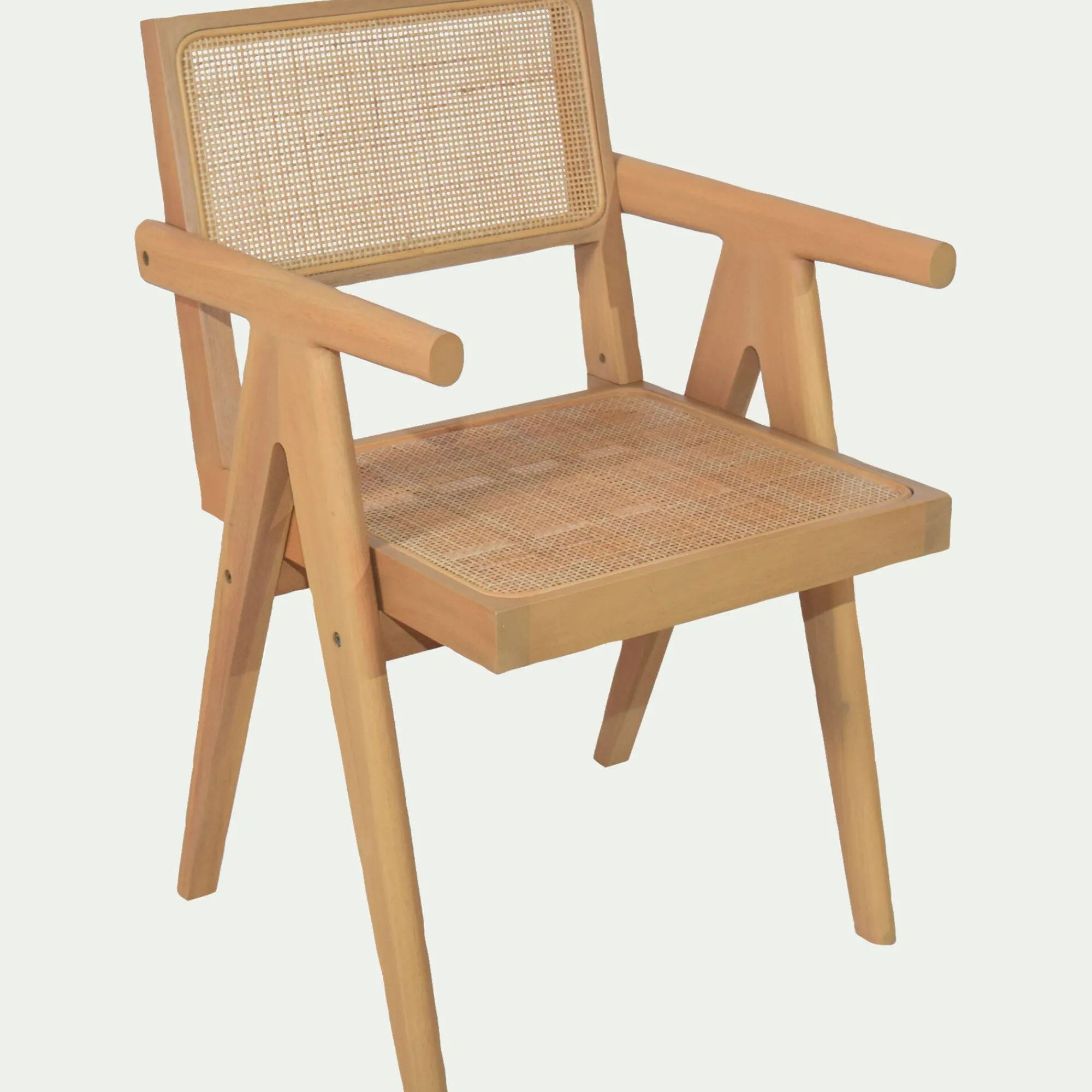 alinea Chaise De Salle À Manger*Chaise de repas avec accoudoirs en acajou et cannage - Bois clair