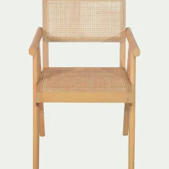 alinea Chaise De Salle À Manger*Chaise de repas avec accoudoirs en acajou et cannage - Bois clair