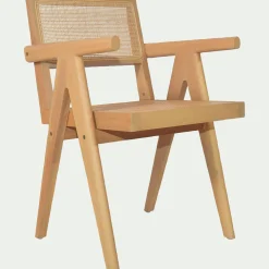 alinea Chaise De Salle À Manger*Chaise de repas avec accoudoirs en acajou et cannage - Bois clair