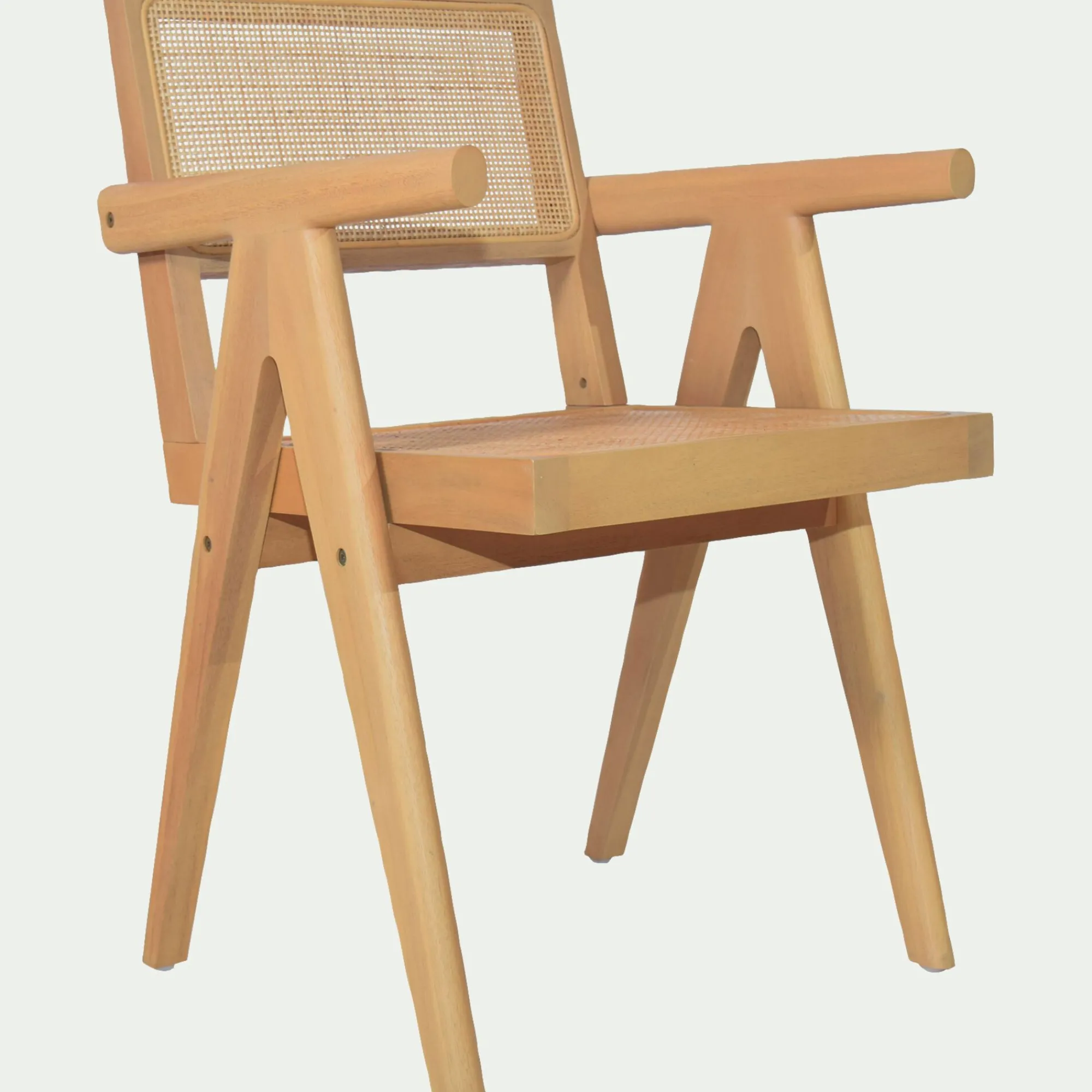 alinea Chaise De Salle À Manger*Chaise de repas avec accoudoirs en acajou et cannage - Bois clair