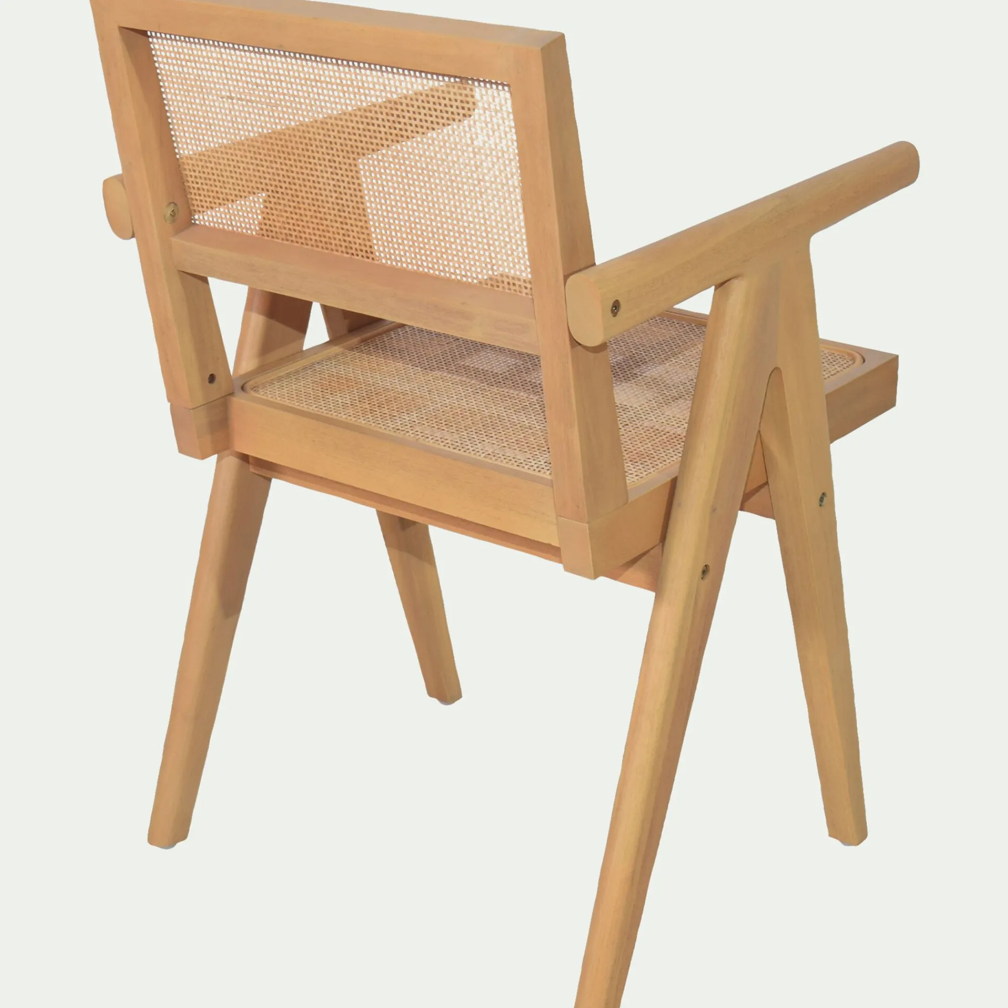 alinea Chaise De Salle À Manger*Chaise de repas avec accoudoirs en acajou et cannage - Bois clair