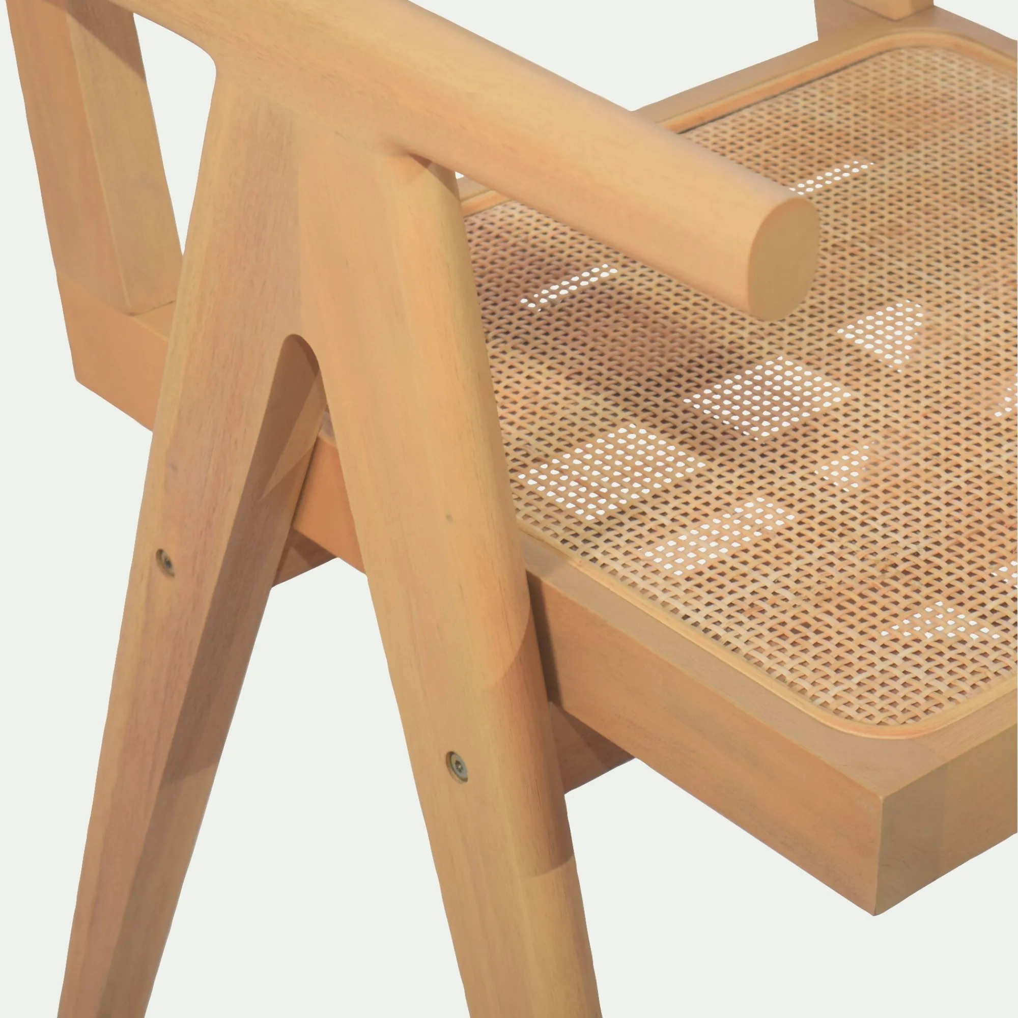 alinea Chaise De Salle À Manger*Chaise de repas avec accoudoirs en acajou et cannage - Bois clair