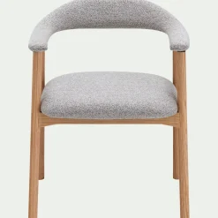 alinea Chaise De Salle À Manger*Chaise de repas avec accoudoirs en bois et tissu - Gris