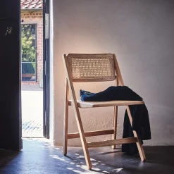 alinea Chaise De Salle À Manger*Chaise de repas pliante en hêtre et cannage - Naturel