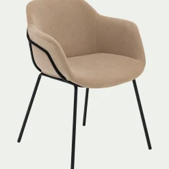 alinea Chaise De Salle À Manger*Chaise en velours côtelé avec accoudoirs - Beige