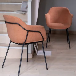 alinea Chaise De Salle À Manger*Chaise en velours côtelé avec accoudoirs - Rose