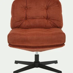 alinea Fauteuil*Chaise pivotante en velours côtelé et piétement en fer - brun rustrel Marron