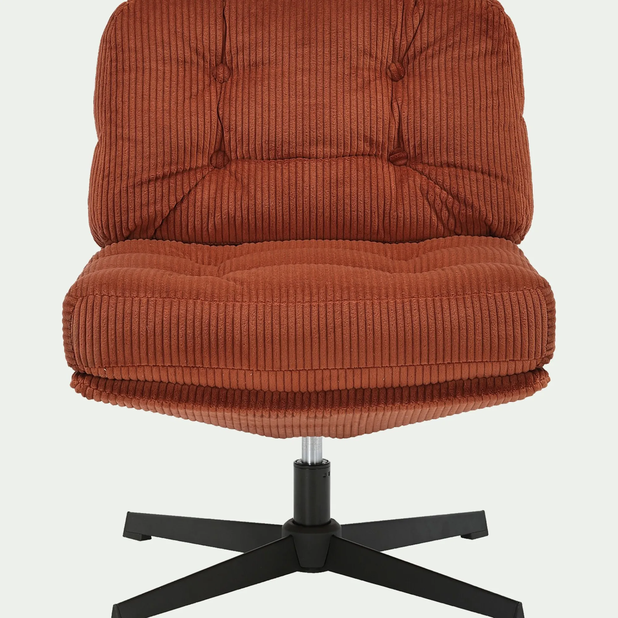 alinea Fauteuil*Chaise pivotante en velours côtelé et piétement en fer - brun rustrel Marron