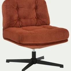 alinea Fauteuil*Chaise pivotante en velours côtelé et piétement en fer - brun rustrel Marron