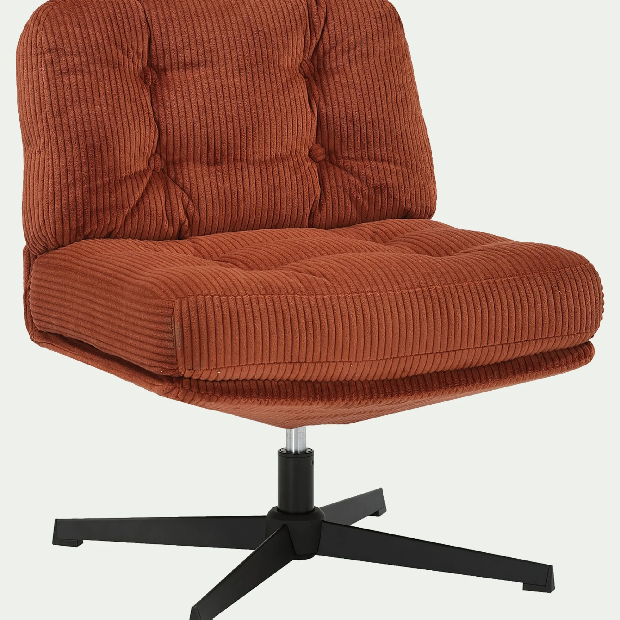 alinea Fauteuil*Chaise pivotante en velours côtelé et piétement en fer - brun rustrel Marron