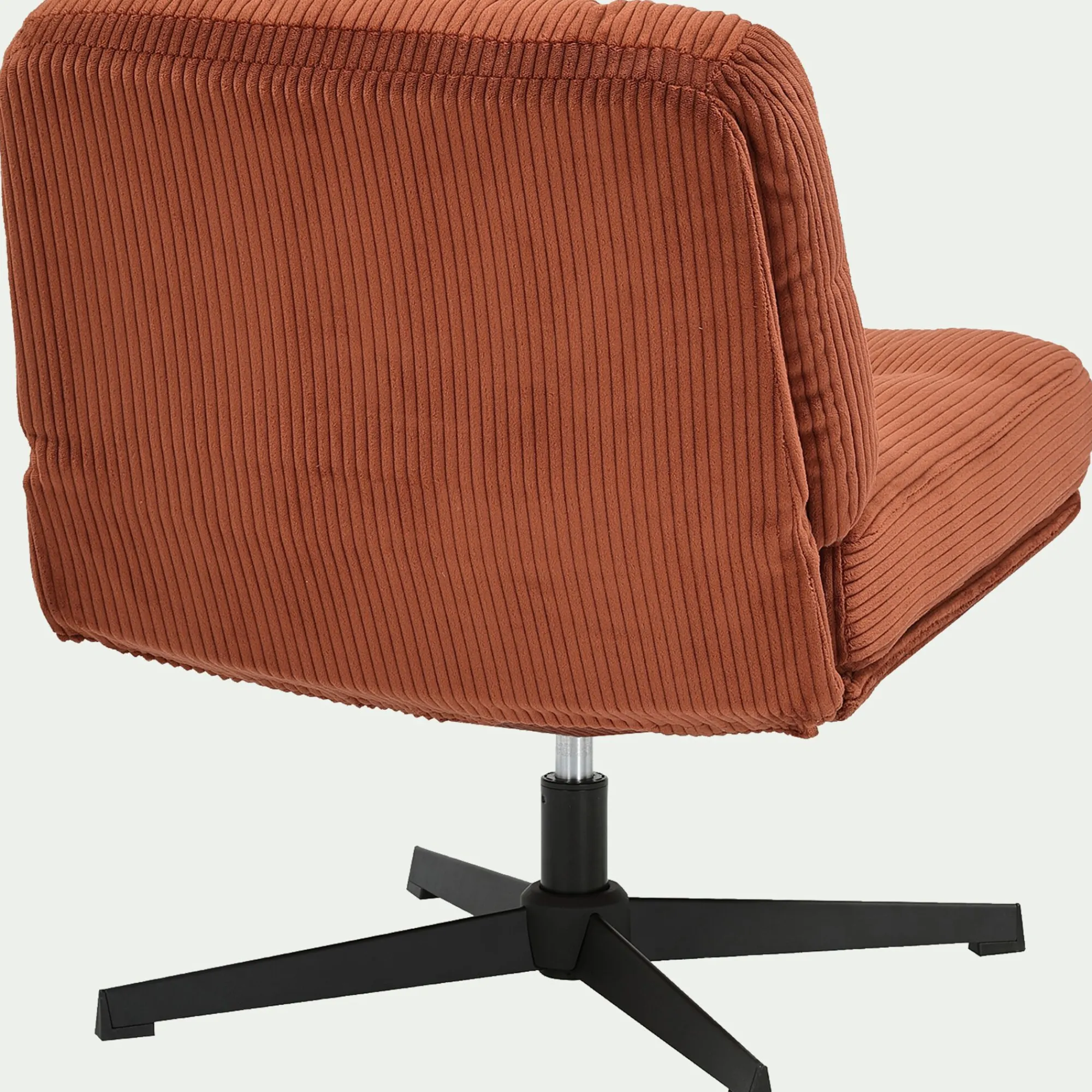 alinea Fauteuil*Chaise pivotante en velours côtelé et piétement en fer - brun rustrel Marron