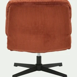 alinea Fauteuil*Chaise pivotante en velours côtelé et piétement en fer - brun rustrel Marron
