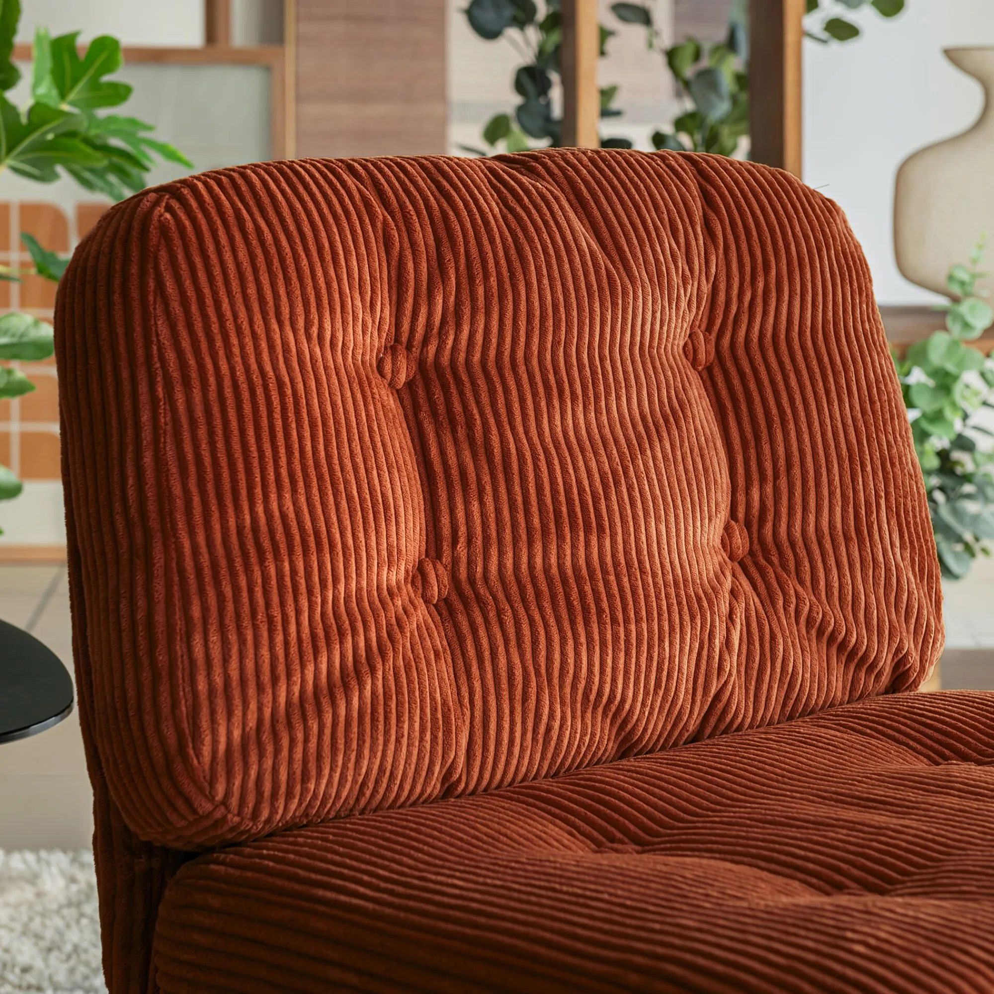 alinea Fauteuil*Chaise pivotante en velours côtelé et piétement en fer - brun rustrel Marron