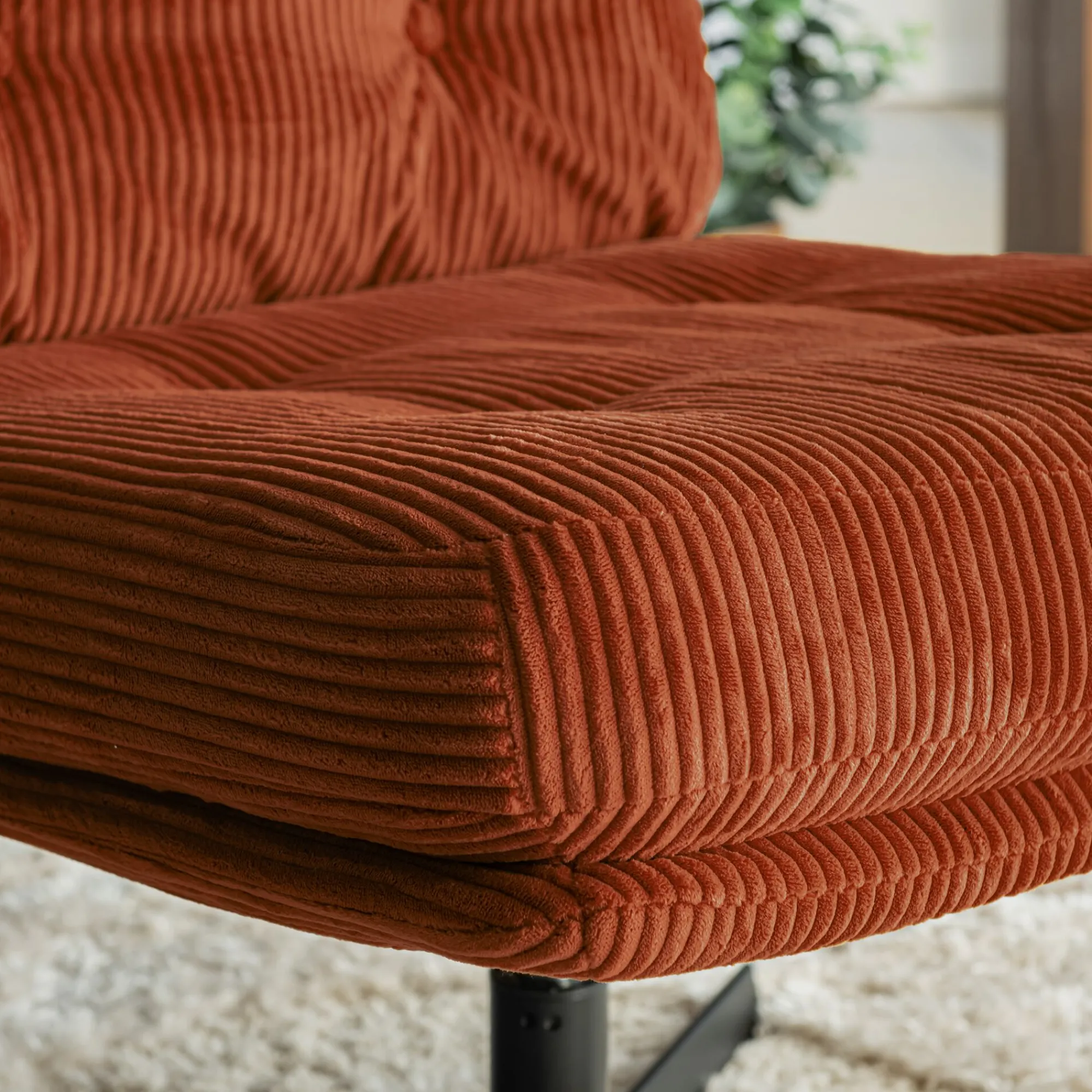 alinea Fauteuil*Chaise pivotante en velours côtelé et piétement en fer - brun rustrel Marron
