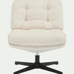alinea Fauteuil*Chaise pivotante en velours côtelé et piétement en fer - Beige