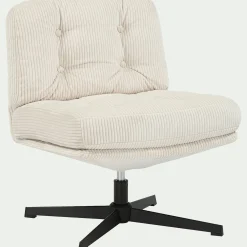 alinea Fauteuil*Chaise pivotante en velours côtelé et piétement en fer - Beige