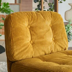 alinea Fauteuil*Chaise pivotante en velours côtelé et piétement en fer - argan Jaune
