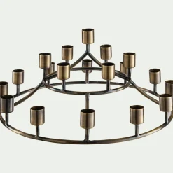 alinea Bougie Et Photophore De Noël*Chandelier 19 bougies en fer D33,5xH15cm - Doré