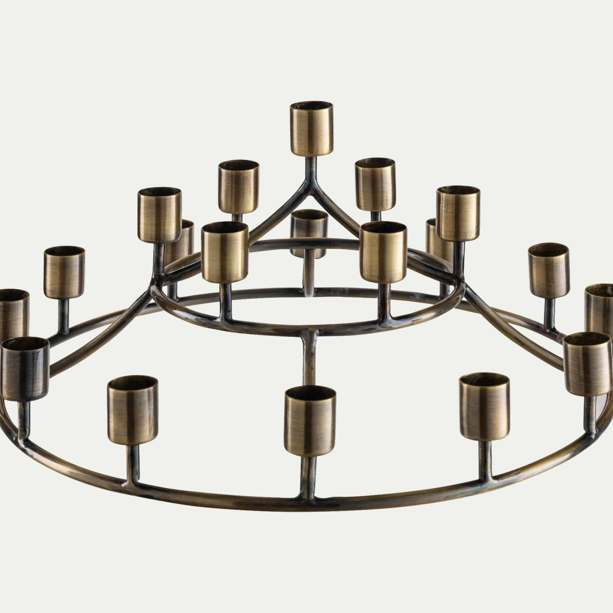 alinea Bougie Et Photophore De Noël*Chandelier 19 bougies en fer D33,5xH15cm - Doré