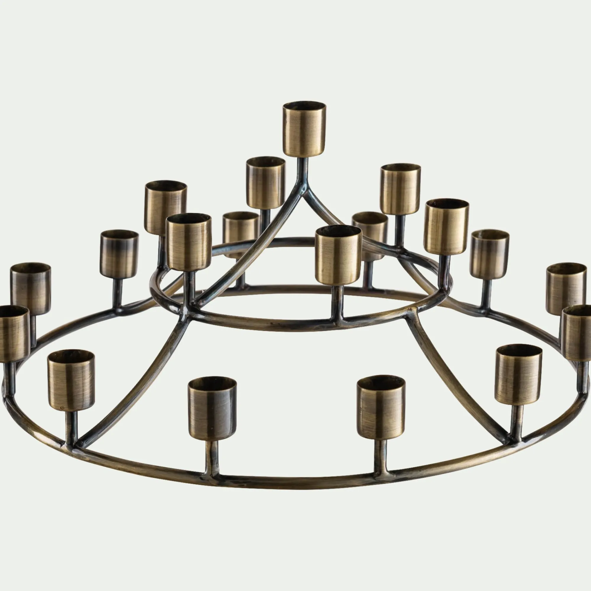 alinea Bougie Et Photophore De Noël*Chandelier 19 bougies en fer D33,5xH15cm - Doré