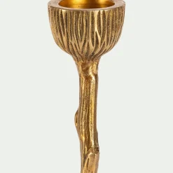 alinea Bougie Et Photophore De Noël*Chandelier effet bois en laiton H16cm - Doré
