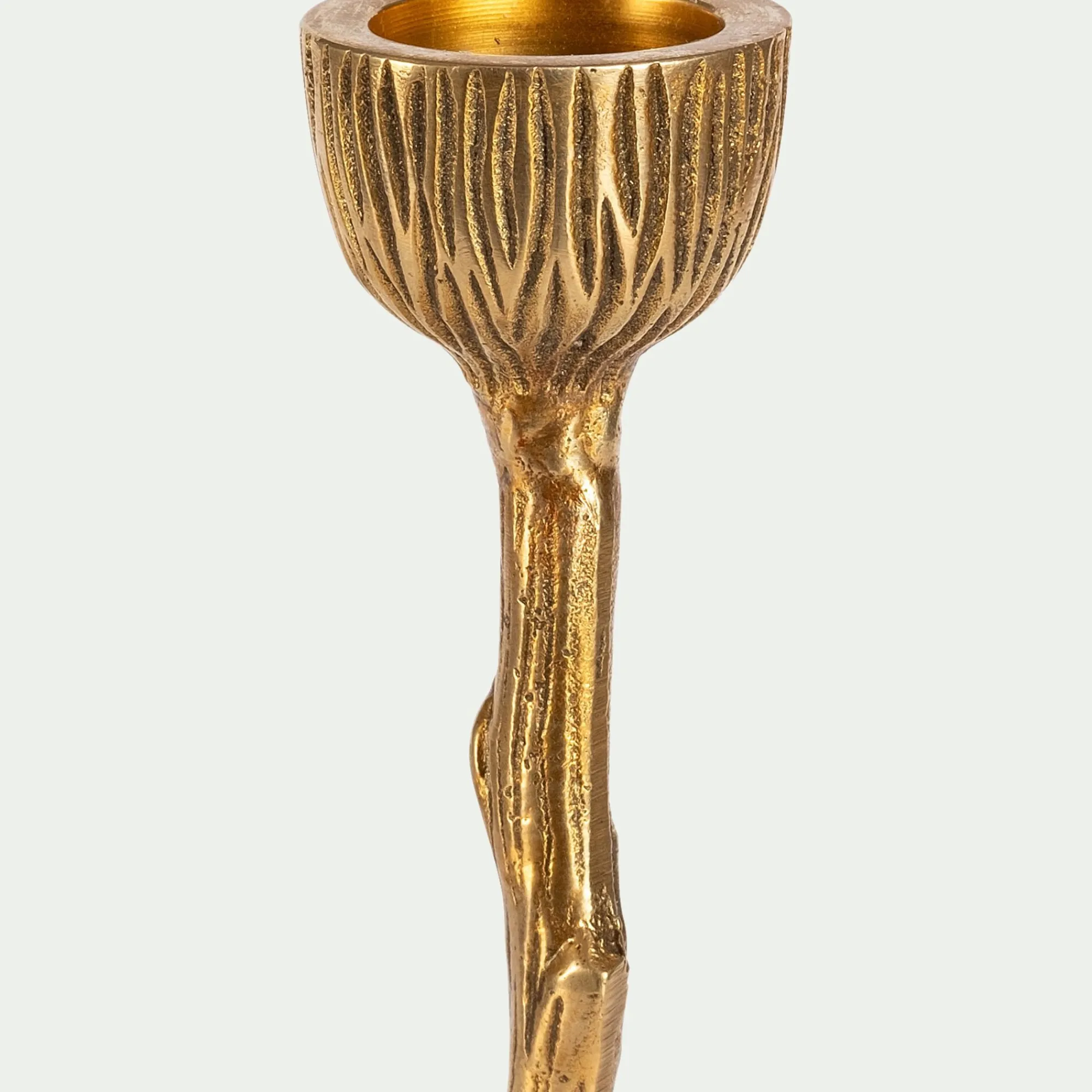 alinea Bougie Et Photophore De Noël*Chandelier effet bois en laiton H16cm - Doré