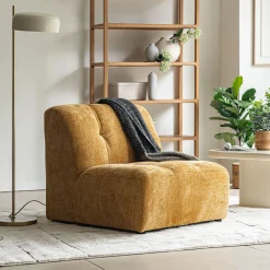 alinea Pouf & Repose-Pieds*Chauffeuse en tissu Eden - argan Jaune
