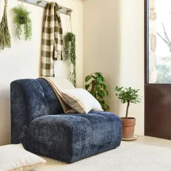 alinea Pouf & Repose-Pieds*Chauffeuse en tissu Eden - marine Bleu