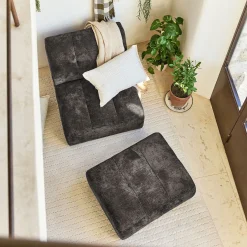 alinea Pouf & Repose-Pieds*Chauffeuse en tissu Eden - Marron