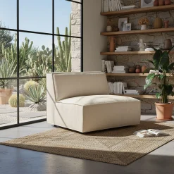alinea Fauteuil|Petit Canapé*Chauffeuse en tissu tramé - Beige