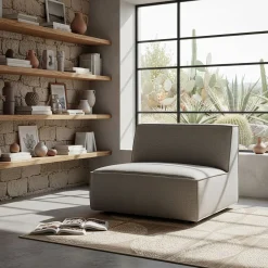 alinea Fauteuil|Petit Canapé*Chauffeuse en tissu tramé - Gris
