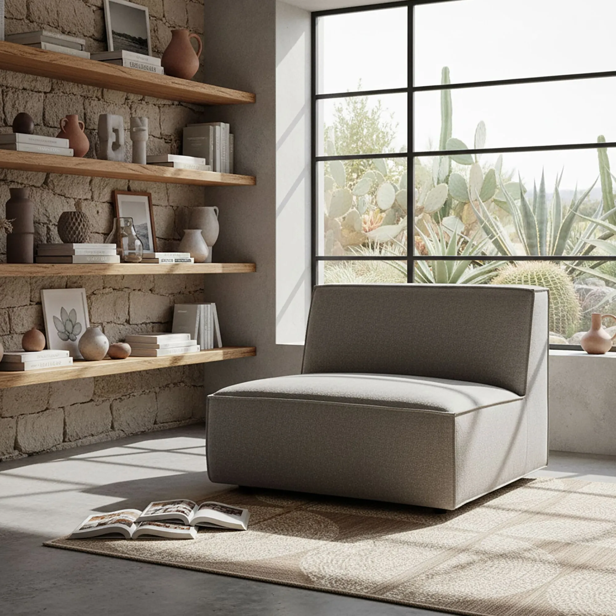 alinea Fauteuil|Petit Canapé*Chauffeuse en tissu tramé - Gris