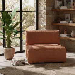 alinea Fauteuil|Petit Canapé*Chauffeuse en tissu tramé - brun rustrel Marron
