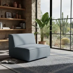 alinea Fauteuil|Petit Canapé*Chauffeuse en tissu tramé - Bleu