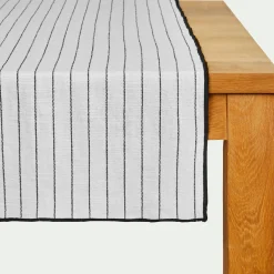 alinea Chemin De Table*Chemin de table en coton et noir 50x200cm Blanc