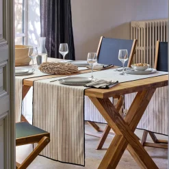 alinea Chemin De Table*Chemin de table en coton et noir 50x200cm Blanc