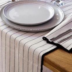 alinea Chemin De Table*Chemin de table en coton et noir 50x200cm Blanc