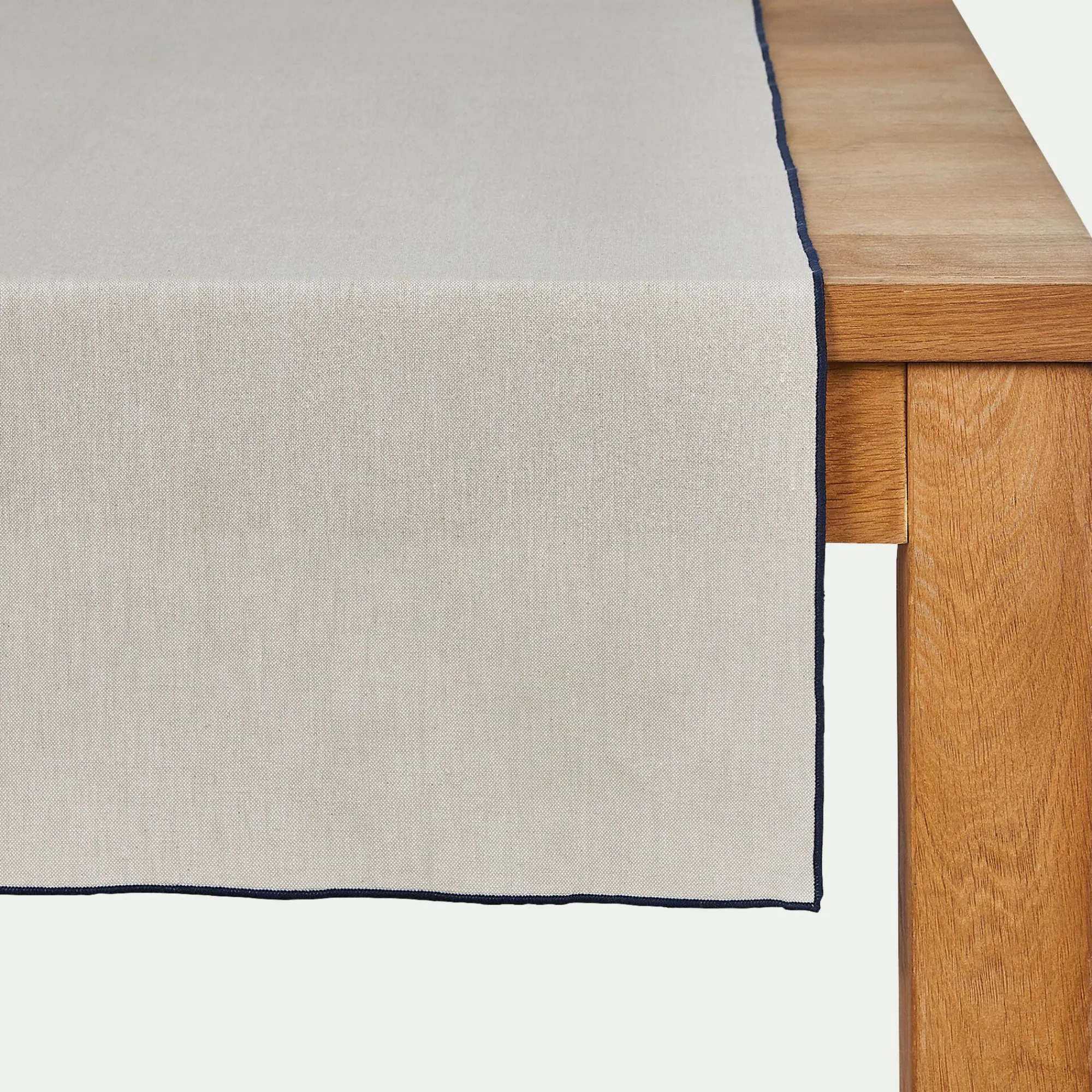 alinea Chemin De Table|Nappe Et Serviette De Noël*Chemin de table en coton finition point de bourdon 50x150cm - Beige