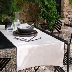 alinea Chemin De Table|Nappe Et Serviette De Noël*Chemin de table en coton finition point de bourdon 50x150cm - Beige