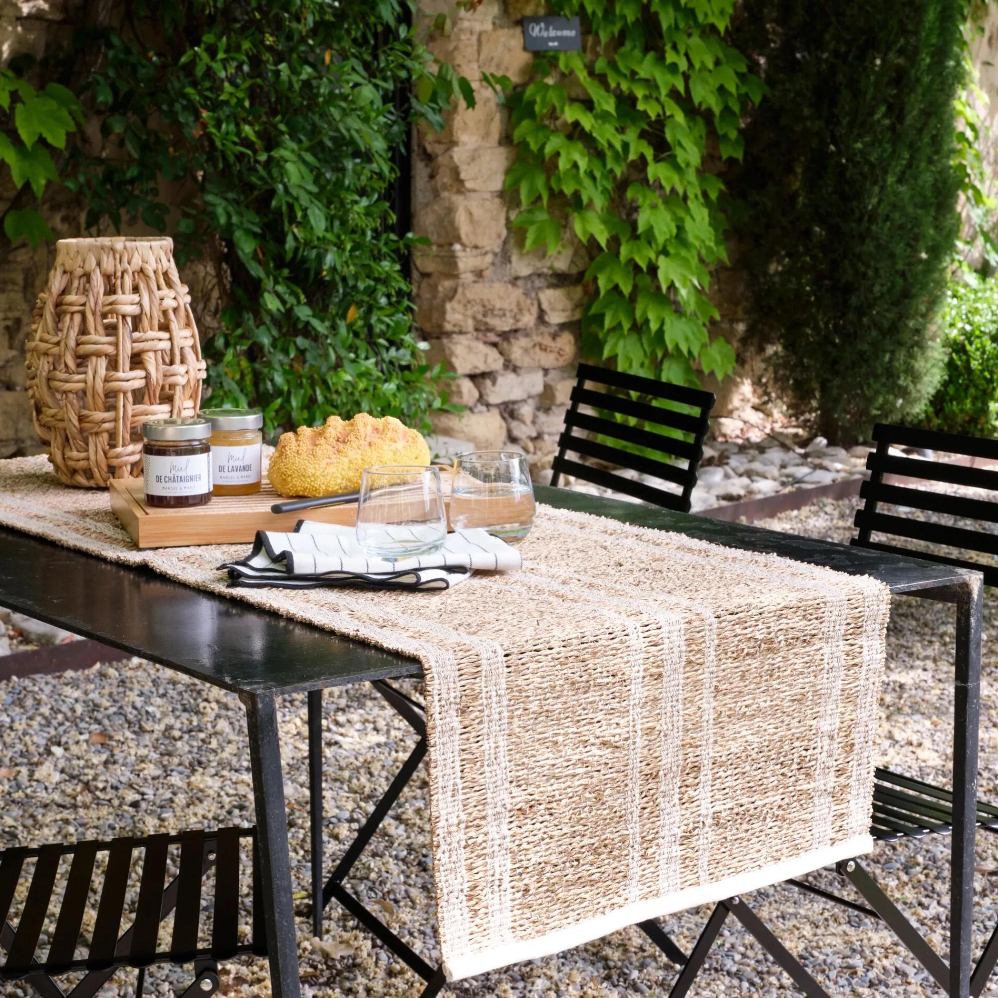 alinea Chemin De Table*Chemin de table en paille et coton - 50x150cm Naturel